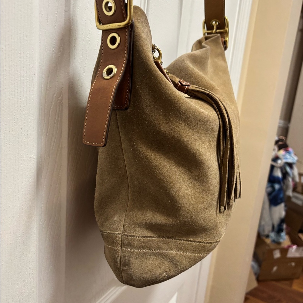 Coach VINTAGE Y2K D06S-1418 Legacy Tan Suede Shoulder/Crossbody Bag VGUC - Picture 4 of 11